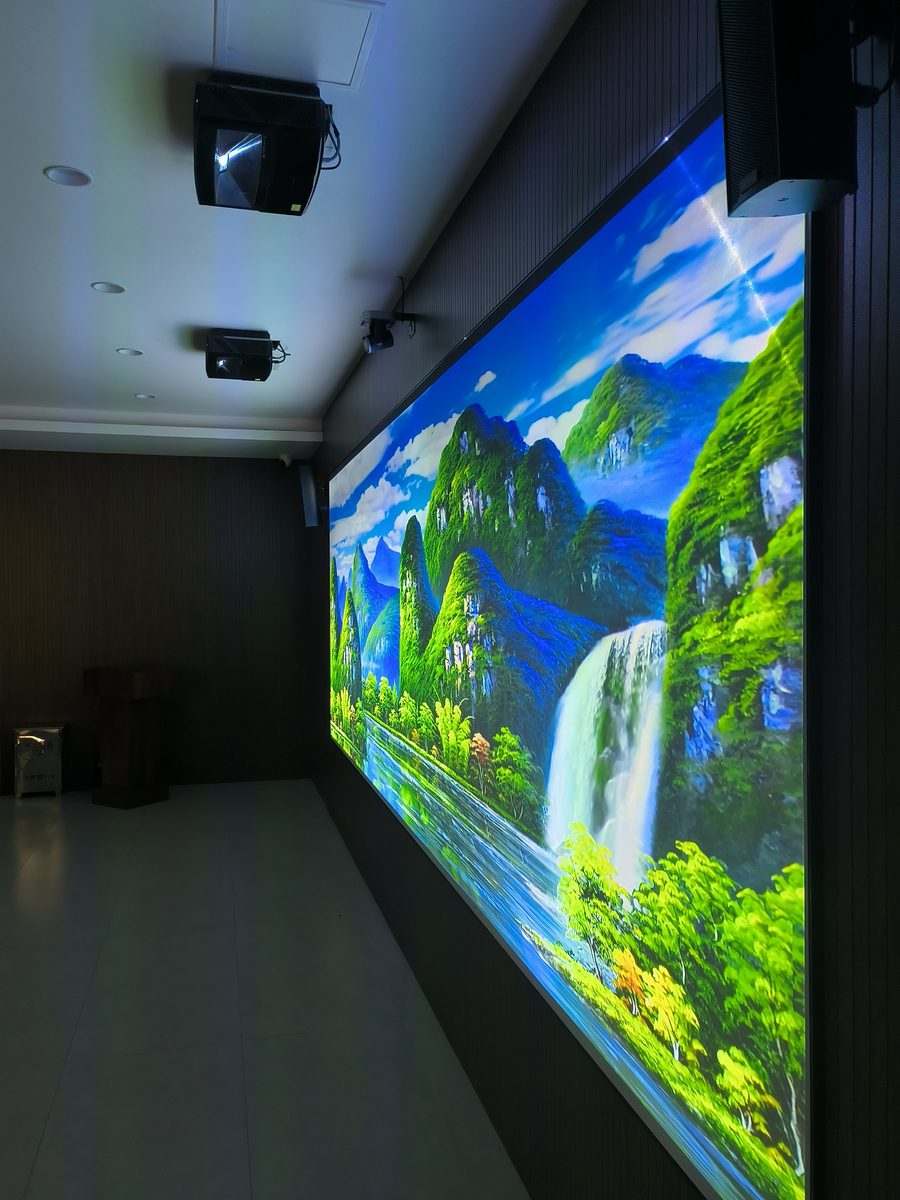 Dedicated theater with wall-mounted ALR screen